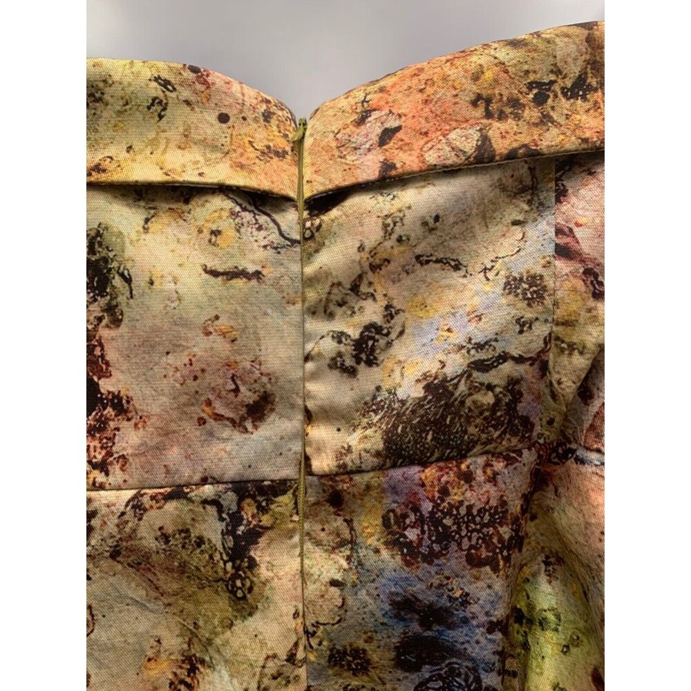 McGinn Anthro Strapless Dress Sz 0 Cooling Magma Watercolor Artsy Cocktail Party - Picture 6 of 7